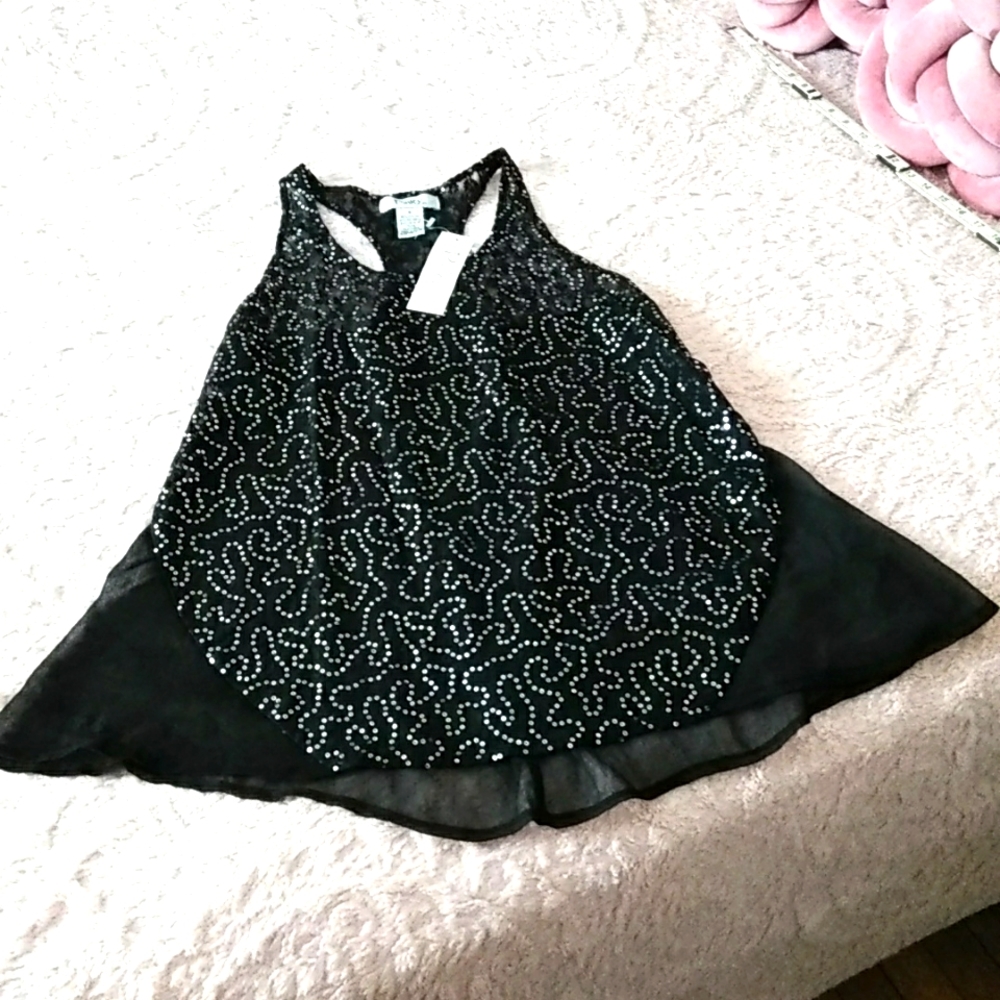 Pinky 🖤 Racerback Sequined Lace Top